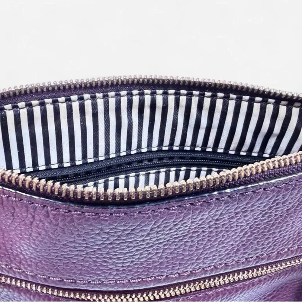 Kate Spade Cobble Hill Gabriele Crossbody Plum Purple Pebbled Leather Zip Bag